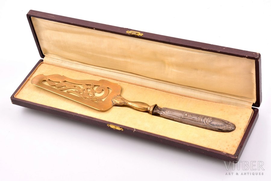 cake server, silver, 950(?) standart, metal, total weight of item 96.90g, France, 30.8 cm, in a box