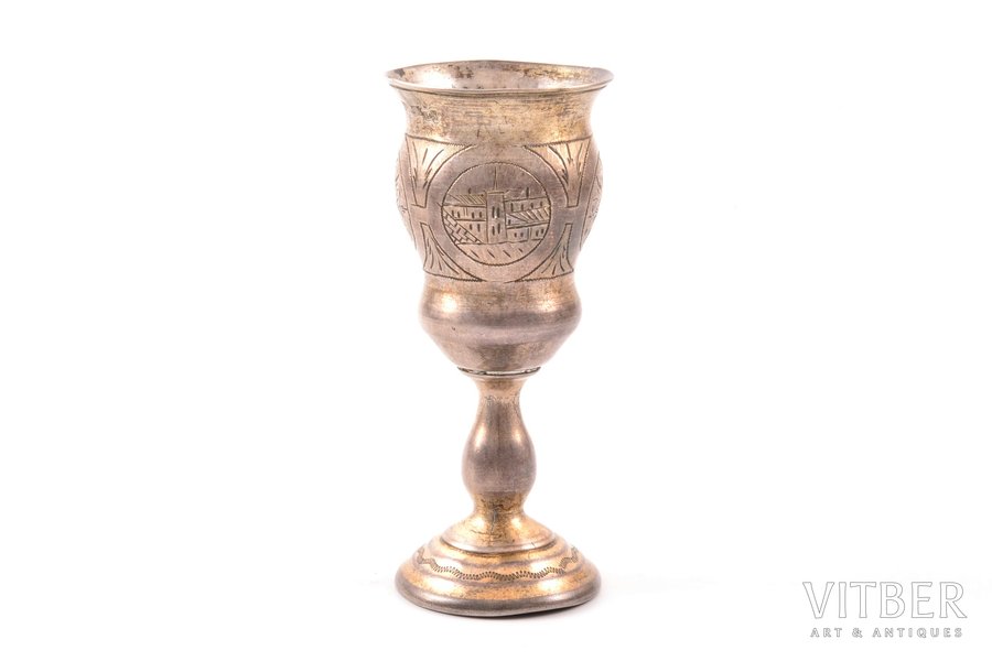 little glass, silver, 84 standard, 44.05 g, engraving, h 9.4 cm, 1873?, Moscow, Russia