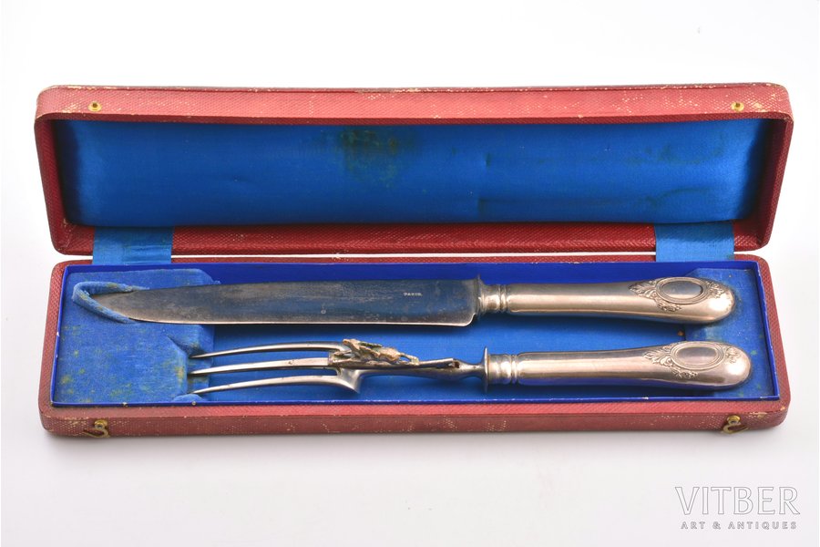 flatware set, silver, 2 items, total weight of items  247.65, metal, 32.7 / 27.5 cm, France, in a box