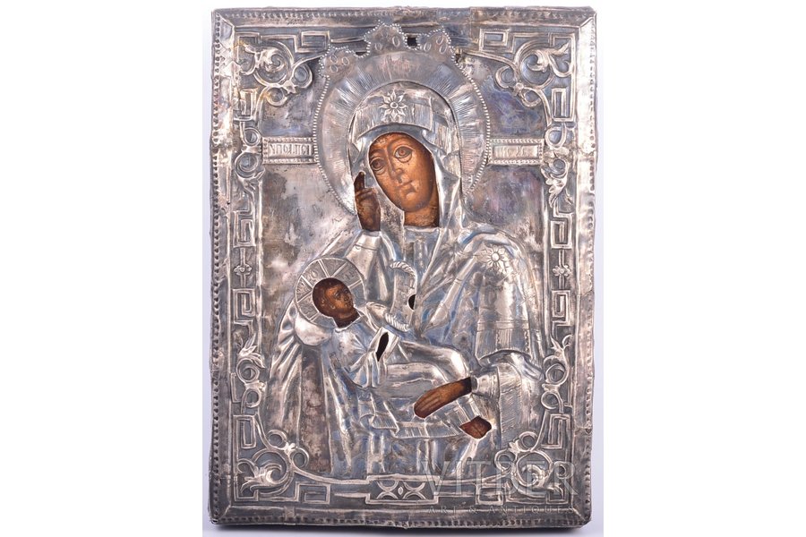 icon, Mother of God Assuage My Sorrows, board, silver (without hallmark), painting, Russia, the beginning of the 19th cent., 31.5 x 23.5 x 2.8 cm, 315.50 g. (oklad weight)