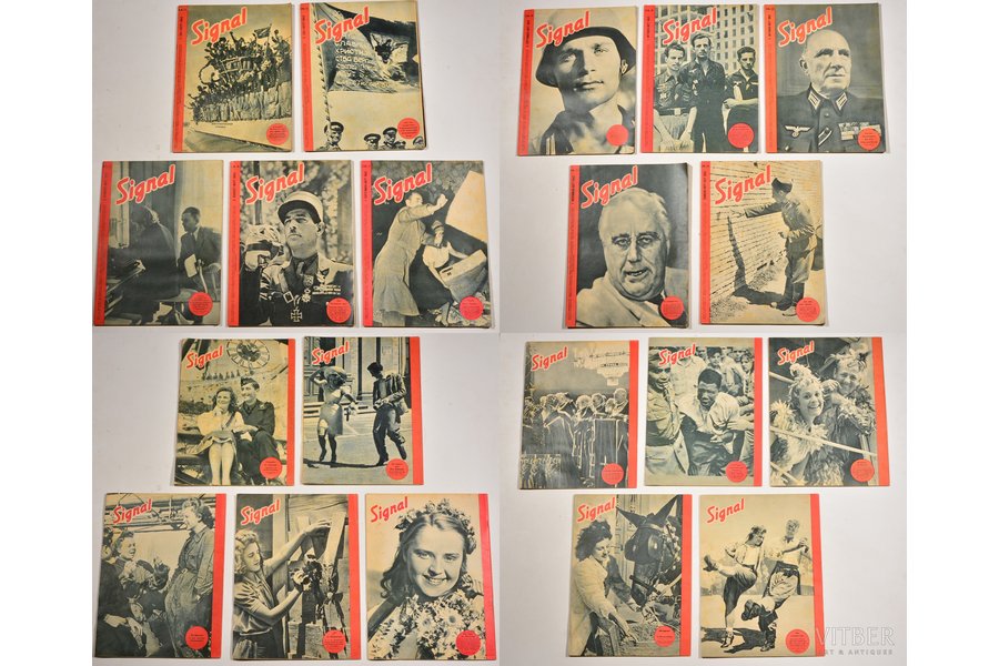 "Signal", No 13-21, 24, редакция: Wilhelm Reetz, 1943 г., Deutscher Verlag, Берлин, владельческий штамп на титуле, 36.1 x 26.9 cm