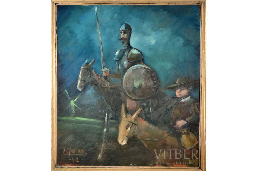 Jansons A., Don Quixote, 1942, carton, oil, 59 x  52 cm