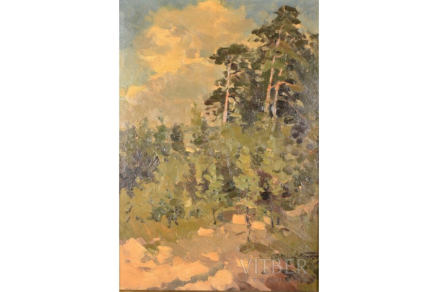 Vinters Edgars (1919-2014), Mežs, 20.gs. 70tie gadi, kartons, eļļa, 47 x 34 cm