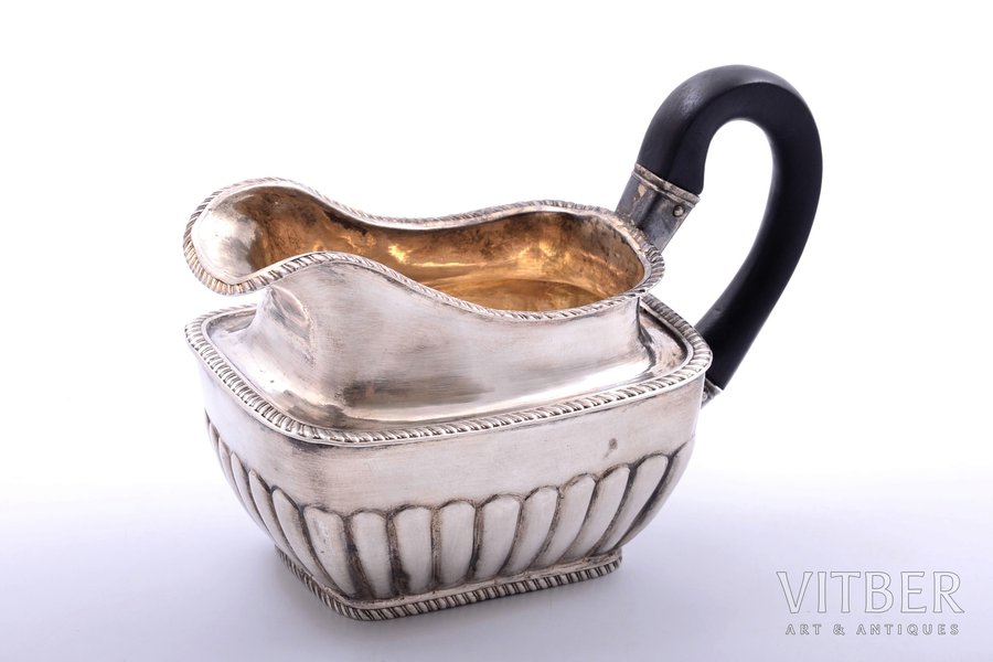 cream jug, silver, 84 standard, 132.60 g, h (with handle) 9 cm, by Matvey Grechushnikov, 1829, Moscow, Russia