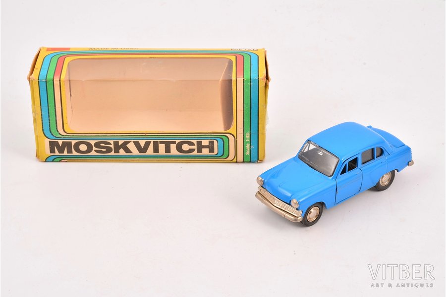 car model, Moskvitch 403 Nr. A7, the first sample luggage carrier, metal, USSR, 1976, box is not original