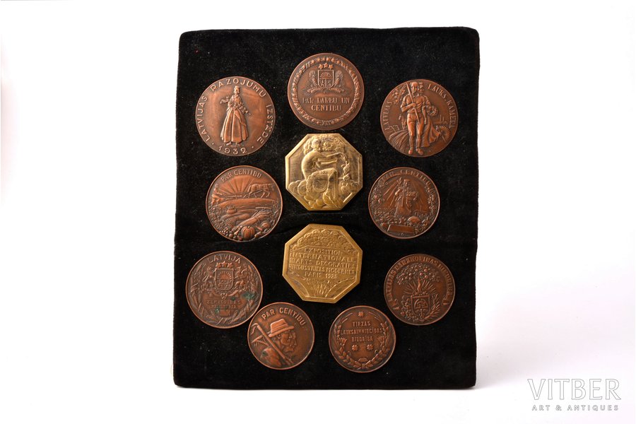Set of sample medals of Latvian Republic, Latvia, "S. Bercs" firm