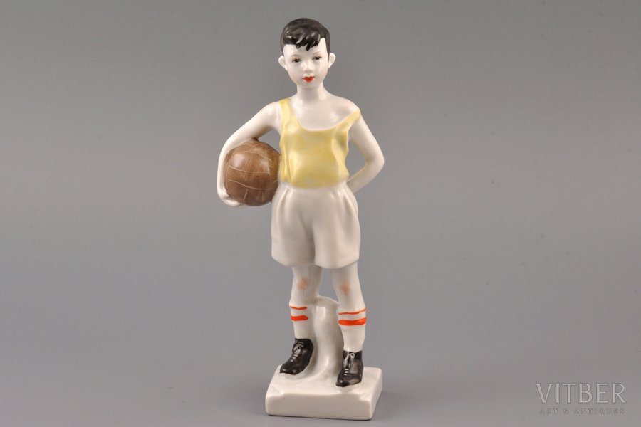 figurine, Young goal-keeper, porcelain, USSR, LFZ - Lomonosov porcelain factory, molder - Ija Venkova, the 60ies of 20th cent., 16.9 cm, top grade