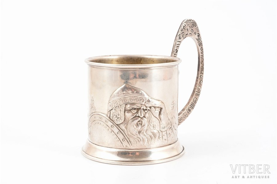 tea glass-holder, silver, 84 standard, 143.05 g, h 10.6 cm (with handle), Ø (internal) 6.8 cm, Ivan Khlebnikov factory, 1908-1917, Moscow, Russia