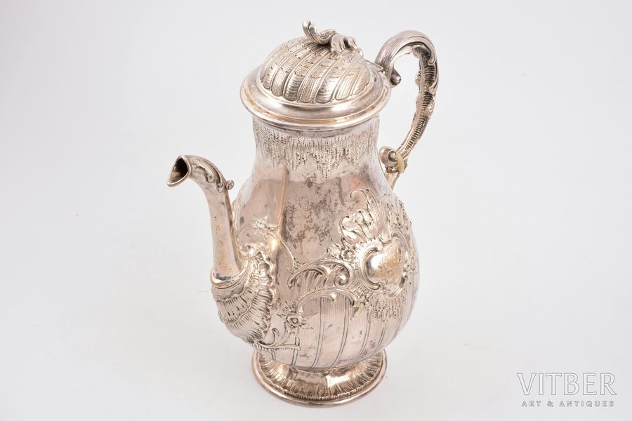 coffeepot, silver, 800 standard, 775.90 g, 24 cm, Otto Schneider, Germany