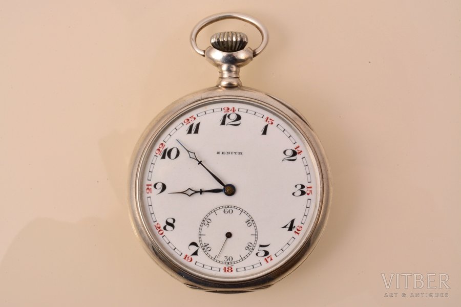 карманные часы, "Zenith", Швейцария, серебро, 800 проба, 93.03 г, 6.5 x 5.1 см, Ø 46 мм