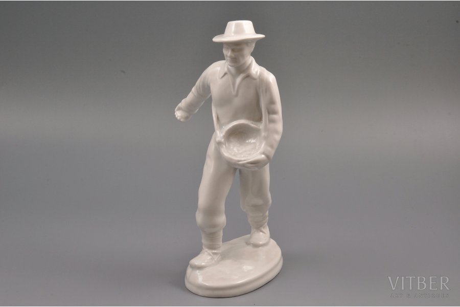 figurine, A Sower, porcelain, Riga (Latvia), M.S. Kuznetsov manufactory, molder - Augusta Silina, the 30ties of 20th cent., 21.2 cm