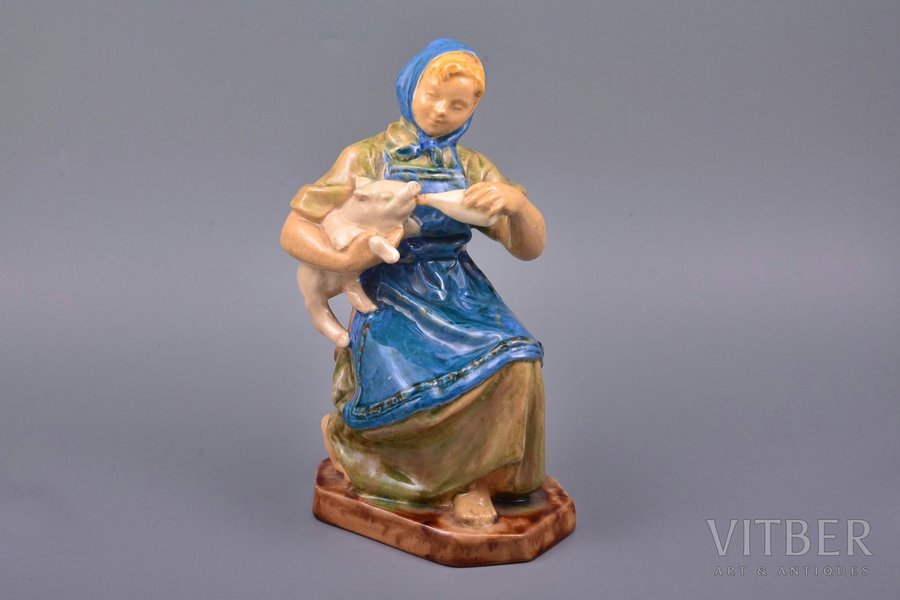 figurine, Pig-tender, ceramics, USSR, SHF Nr.1 - Sculptural Art Factory №1, the 60ies of 20th cent., 23 cm