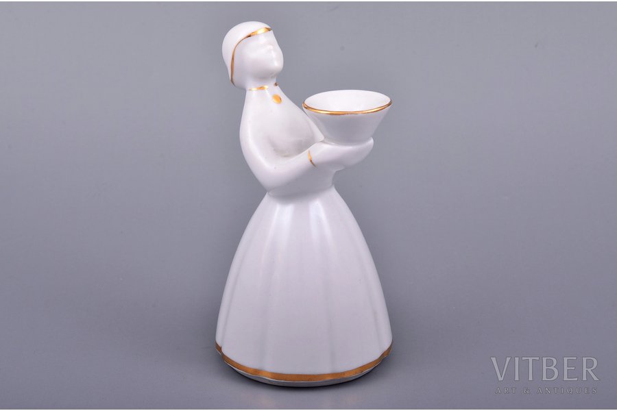 figurine, candlestick "Ilga", porcelain, Riga (Latvia), USSR, sculpture's work, Riga porcelain factory, molder - Ilga Vanaga, the 60ies of 20th cent., 12.5 cm