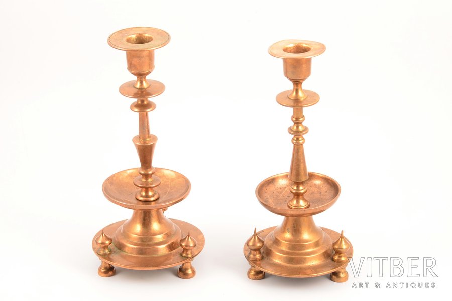 pair of candlesticks, company "Yudin", Russia, the border of the 19th and the 20th centuries, h 20.4 / 20.9 cm