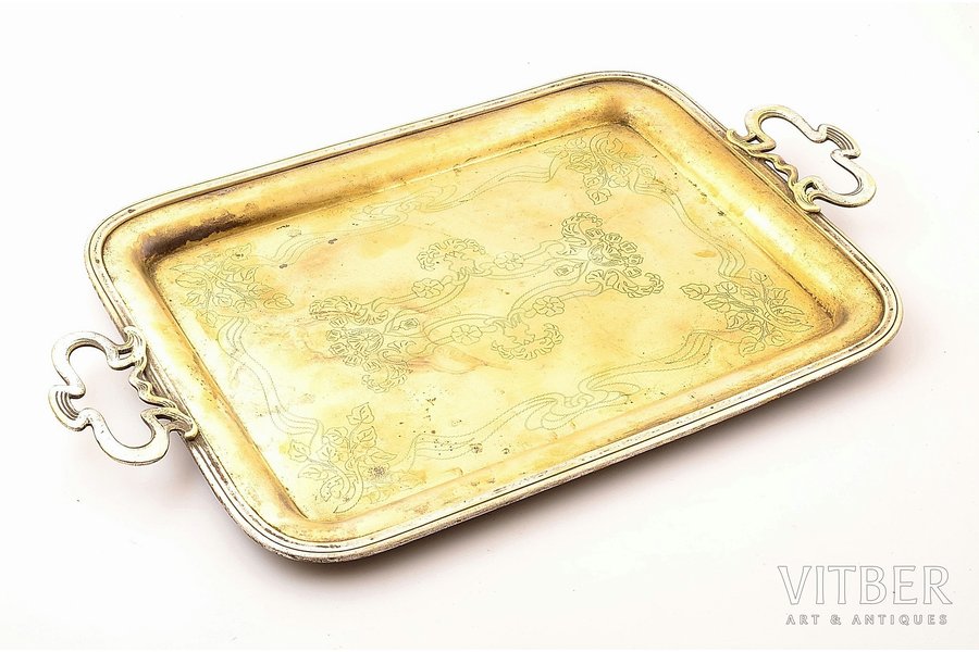 tray, Fabr. Wolska pod Warszawa, silver plated, Russia, Congress Poland, 1885-1914, 45 x27.8 x 1.9 cm, weight 1100 g