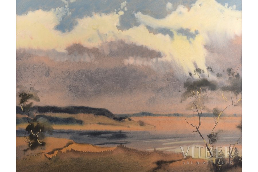 Suninsh Karlis (1907-1979), At the lake, 1942, paper, water colour, 34.7 x 45.5 cm