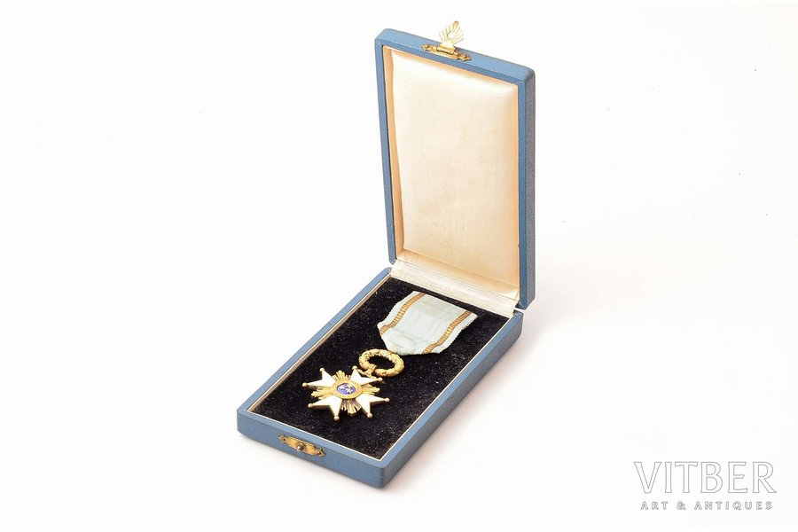 the Order of Three Stars, 5th class, Latvia, 20ies of 20th cent., 60.9 x 38.5 mm, 875 standard, in a case