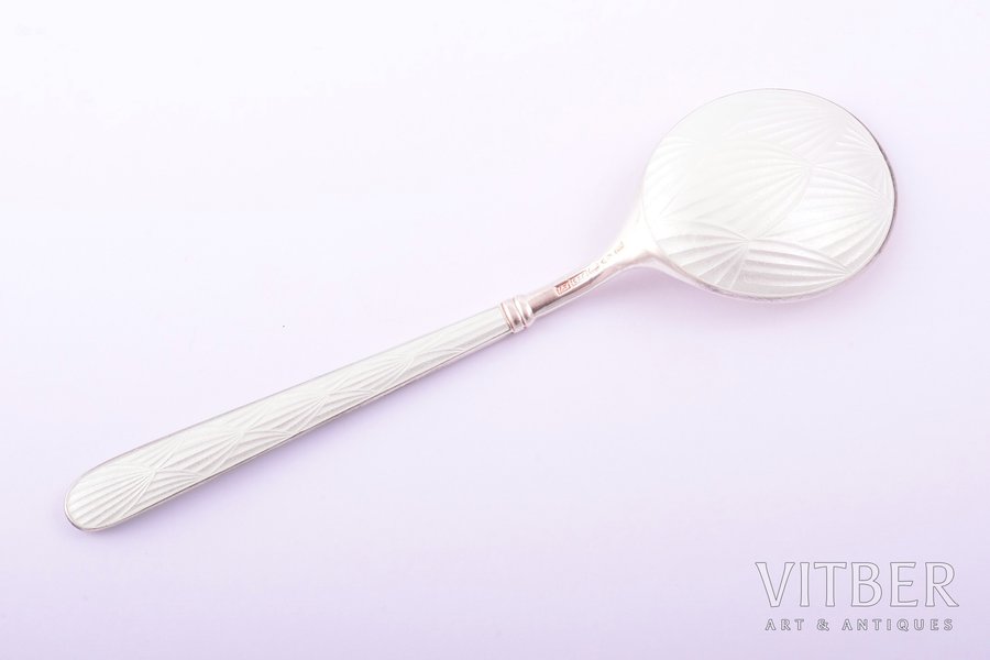 spoon, silver, 925 standard, 27.15 g, enamel, 13 cm, 1975, Finland