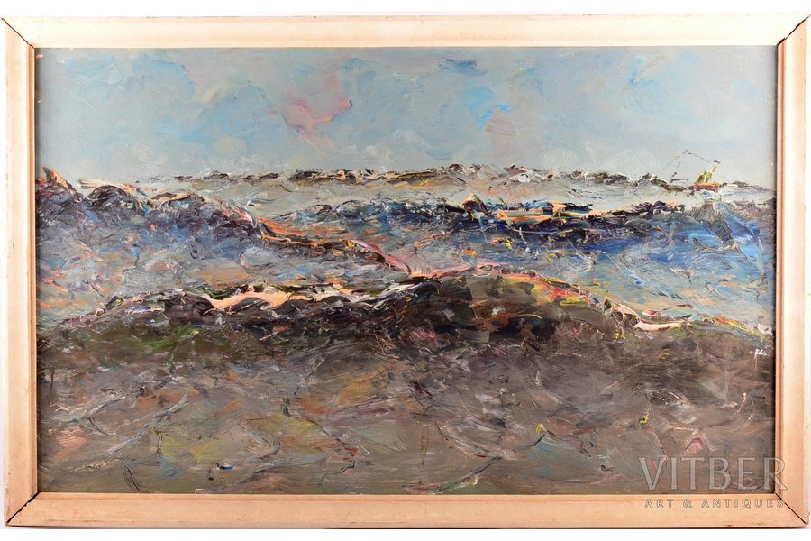 Juris Krasts (1938), Jūra, kartons, eļļa, 34 x 55.7 cm