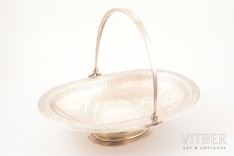 biscuit tray, silver, 84 standard, 571.00 g, engraving, 29 x 21 x 22 cm, 1888, Moscow, Russia
