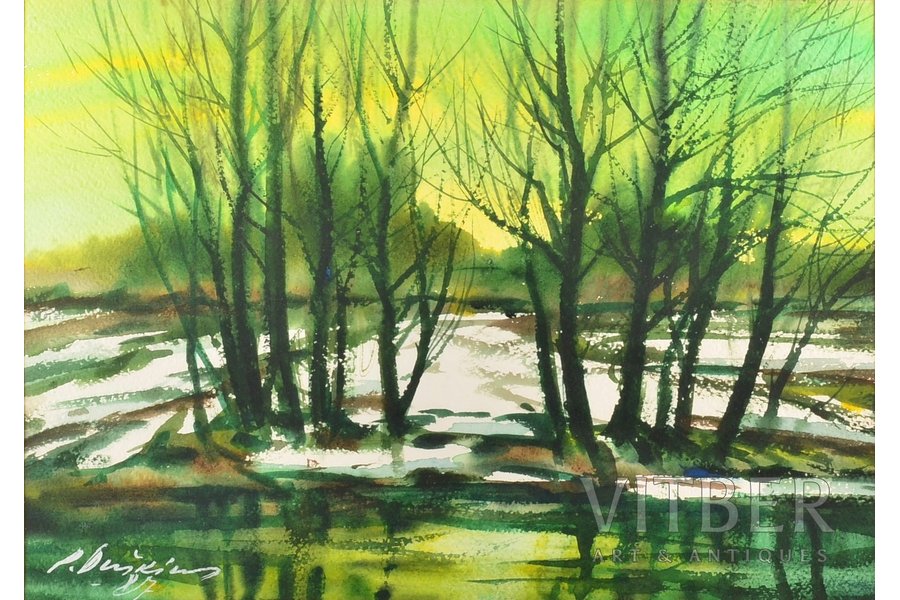 Dushkins Pauls (1928-1996), Autumn evening, 1987, paper, water colour, 24 x 34 cm