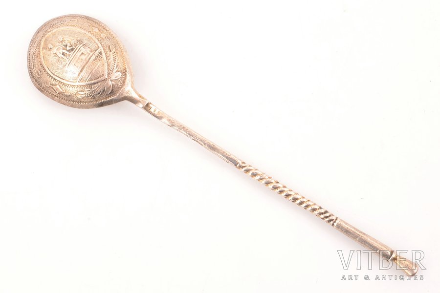 teaspoon, silver, "Minin and Pozharsky", 84 standard, 11.70 g, engraving, 12.8 cm, the end of the 19th century, Moscow, Russia
