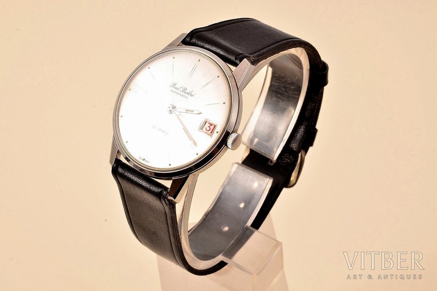 rokas pulkstenis, "Paul Buhre", automatic, Šveice, 20 gs. 50tie gadi, metāls, 3.8 x 3.5 cm, vajadzīga profilakse