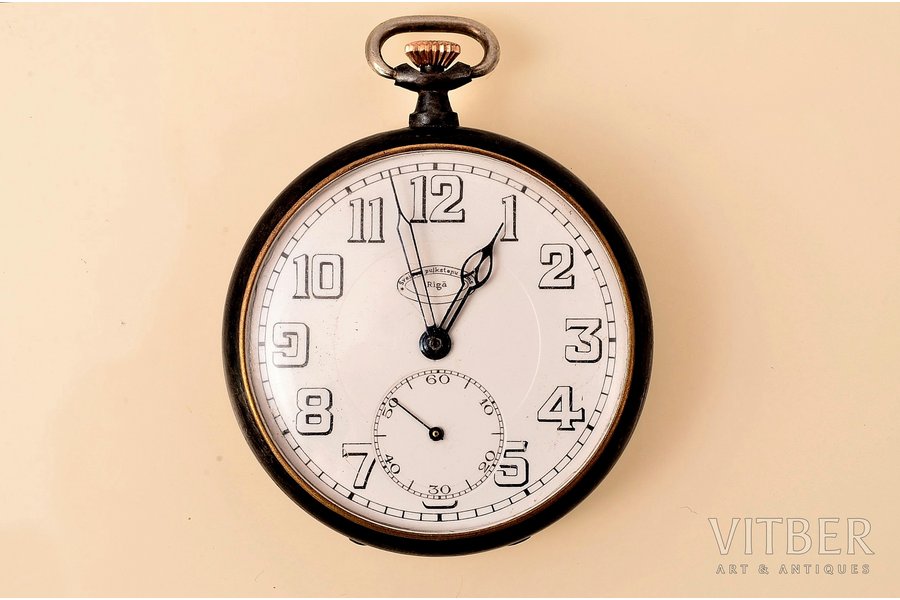карманные часы, "Šveices pulksteņu nams Rīgā", Латвия, 20-30е годы 20го века, металл, Ø 47 мм, в рабочем состоянии, механизм работает исправно