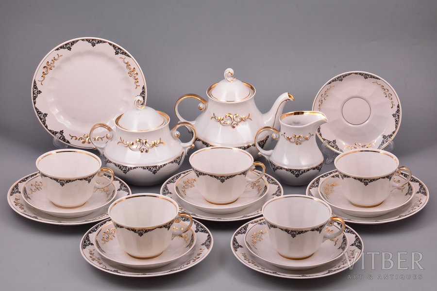 service, for 6 persons, 20 items (missing 1 cup), porcelain, Rīga porcelain factory, Riga (Latvia), USSR, the 80ies of 20th cent.