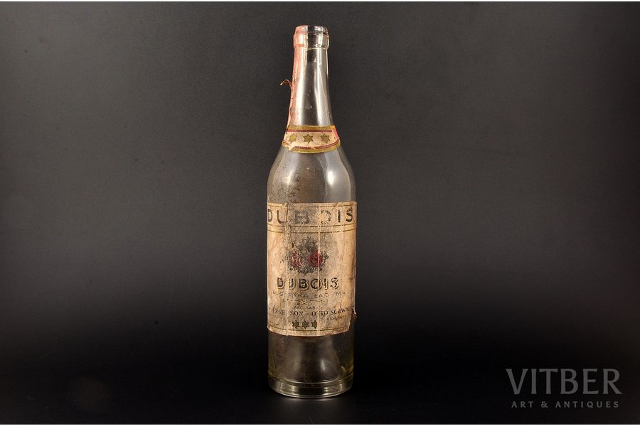 bottle, cognac "Dubois" highest quality, Ch. Jurgenson - Otto Schwarz liquor factory, Riga, Latvia, the 30ties of 20th cent., 28 cm