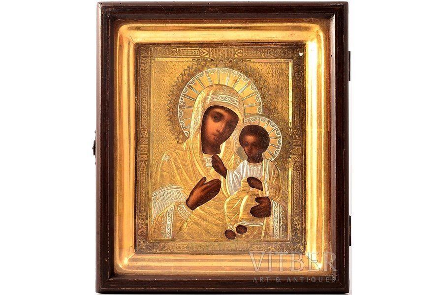 icon, the Iveron Mother of God (in an icon case), board, silver, painting, guilding, 84 standart, Russia, 1895, 17.9 x 14.4 x 2.2 cm (icon), 23.5 x 20 x 6.3 cm (icon frame)
