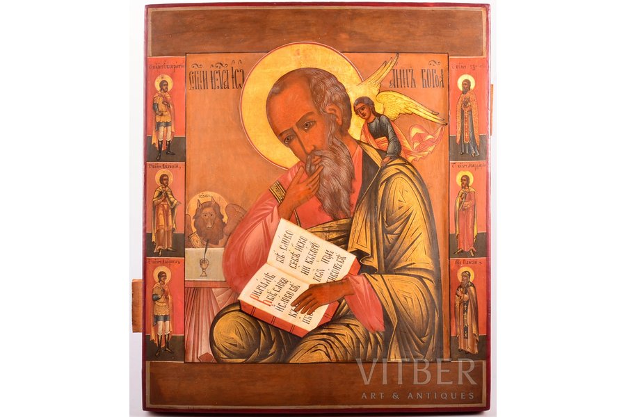 ikona, Svētais apustulis Jānis Teologs; gleznota uz zelta, dēlis, gleznojums, Krievijas impērija, 19. gs., 30.5 x 26.4 x 2.6 cm