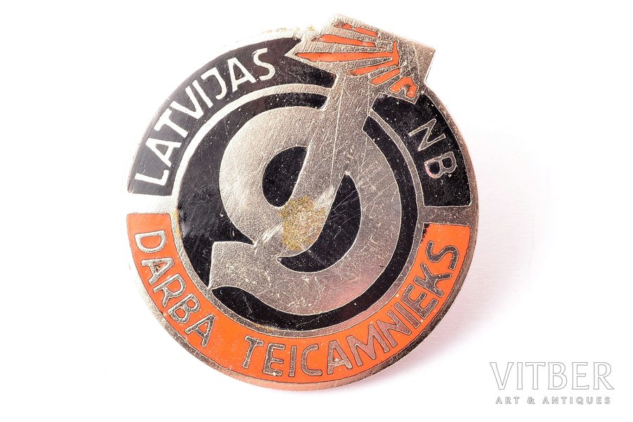 badge, Excellent worker of the Latvian society of deaf, Latvia, USSR, 28.2 x 27.9 mm