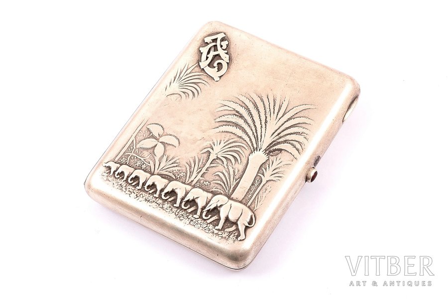 cigarette case, silver, 875 standard, 209.80 g, 11.1 x 9 x 1.7 cm, the 20-30ties of 20th cent., Latvia