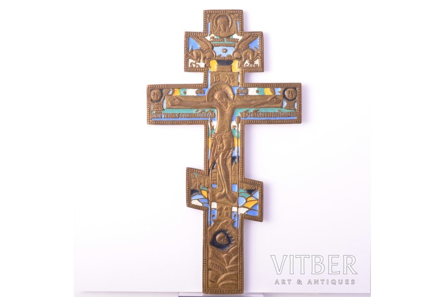 cross, The Crucifixion of Christ, copper alloy, 6-color enamel, Russia, the border of the 19th and the 20th centuries, 20.1 x 10.9 x 0.6 cm, 350.50 g.