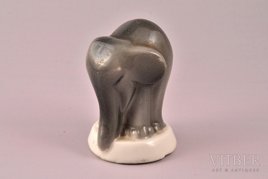 figurine, Elephant, porcelain, Riga (Latvia), J.K.Jessen manufactory, the 30ties of 20th cent., 5.9 cm, third grade