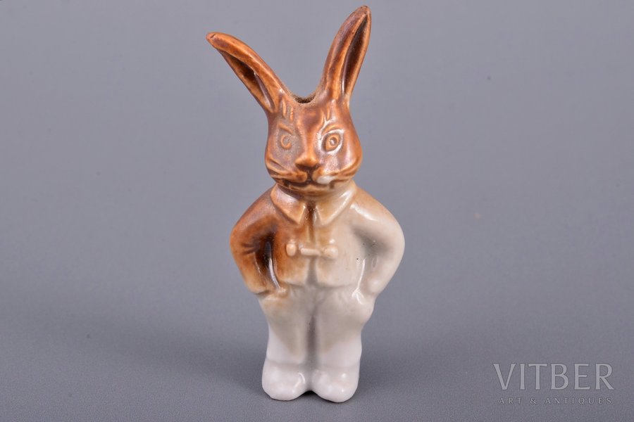 figurine, Rabbit, porcelain, Riga (Latvia), Riga porcelain factory, author's edition, molder - Aria Tsipruse, the 90ies of 20th cent., the 80ies of 20th cent., h 4.8 cm