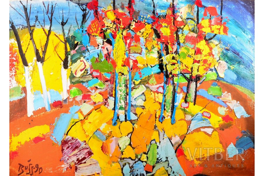 Бушс Валдис (1924-2014), "Осень", 1990 г., холст, масло, 50 x 70 см