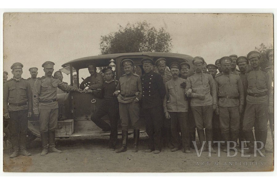 фотография, Лейб-гвардии Егерский полк у авто, 13.6 x 8 см