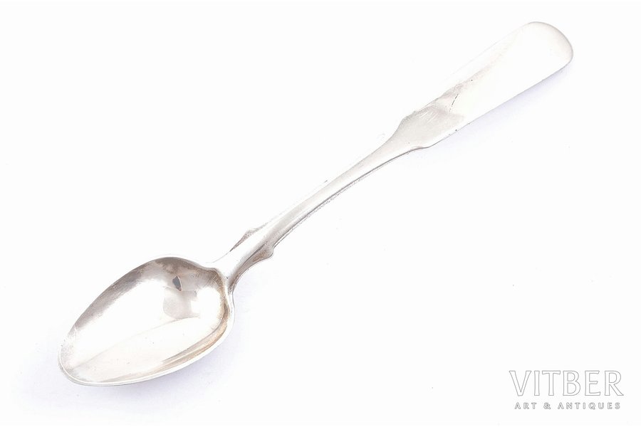 teaspoon, silver, 84 standard, 17.35 g, 14.4 cm, by Matvey Tekart, 1826 (?), Moscow, Russia