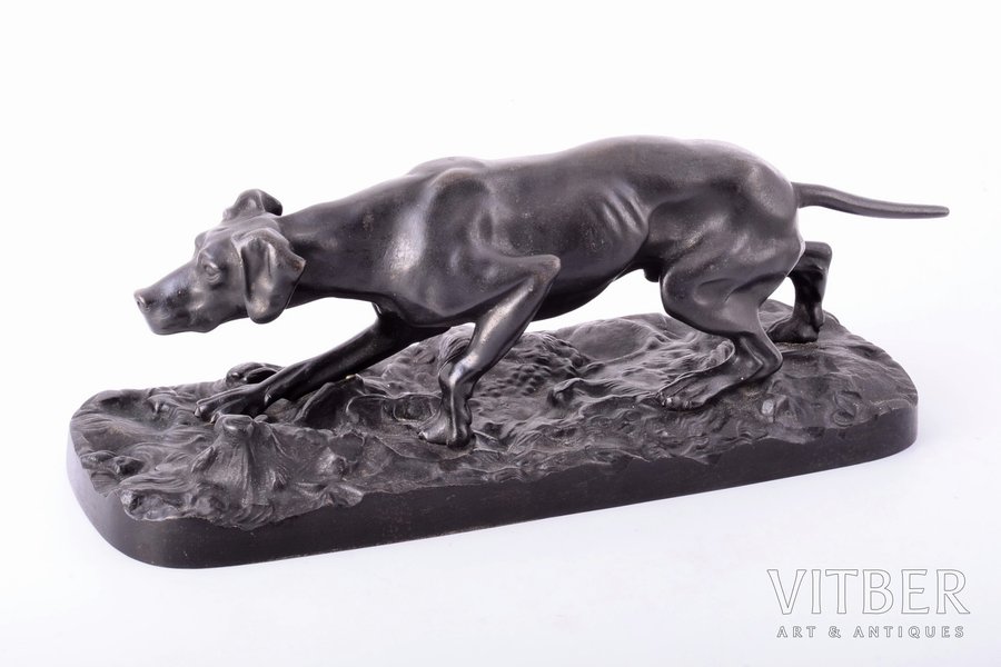 figurine, "Dog", cast iron, 29.1 x 11.2 x 10 cm, weight 2400 g., Russia, Kasli, 1909