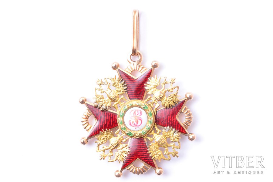 The Order of Saint Stanislaus, 3rd class, gold, Russia, 1870, 41.4 x 38 mm, 10.20 g, workshop of Julius Keibel, 56 standard