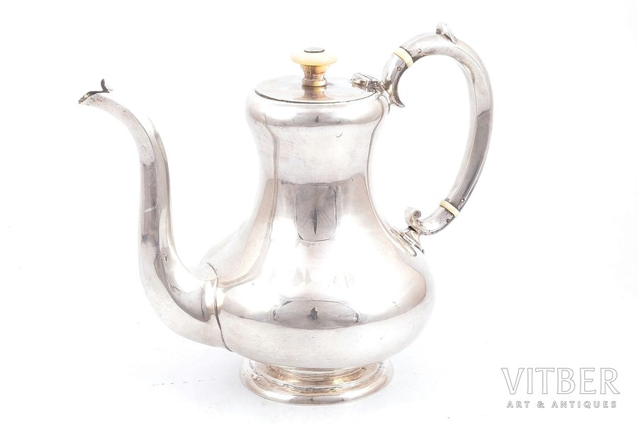 coffeepot, silver, 84 standard, 543.20 g, h - 17.5 cm, by Friedrich Christian Segnitz, 1866, St. Petersburg, Russia