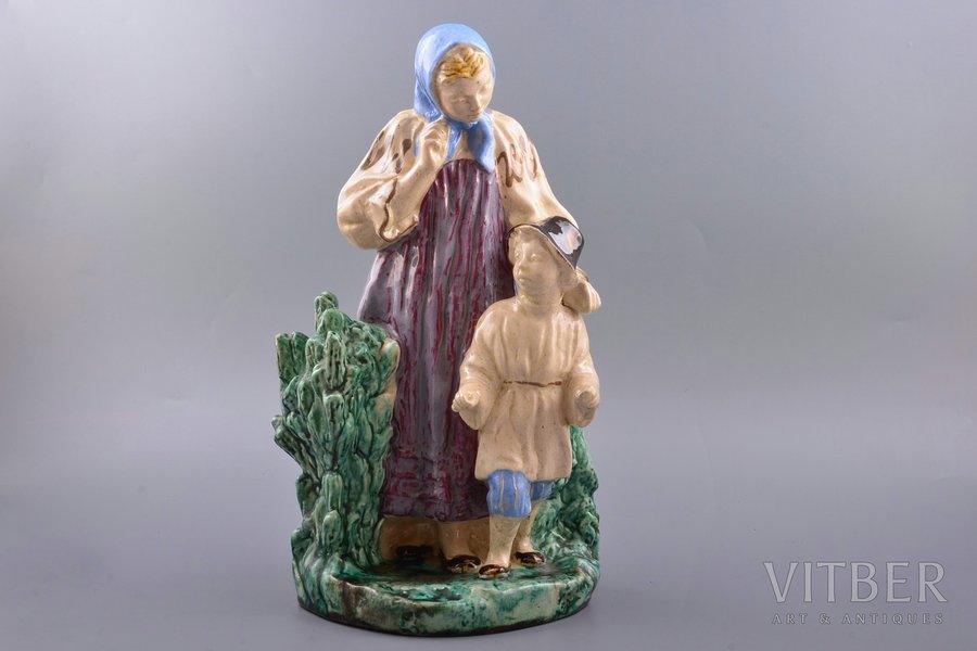 figurine, Alyonushka and brother Ivanushka, ceramics, USSR, SHF Nr.1 - Sculptural Art Factory №1, molder - M. P. Kholodnaya, 30 cm, technological defect on the neck, small chips