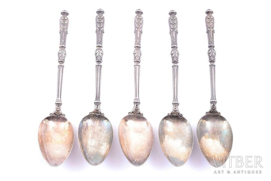 set of teaspoons, silver, 5 pcs., 950 standard, 56.55 g, 13.1 cm, France