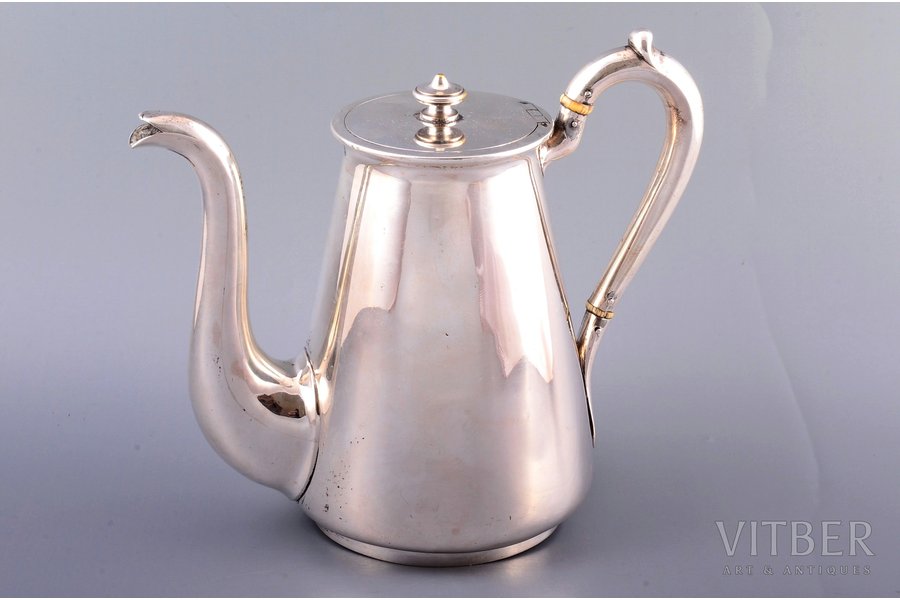 coffeepot, silver, 84 standard, 748.55 g, h 16.9 cm, by Heinoin Johann, 1873, St. Petersburg, Russia