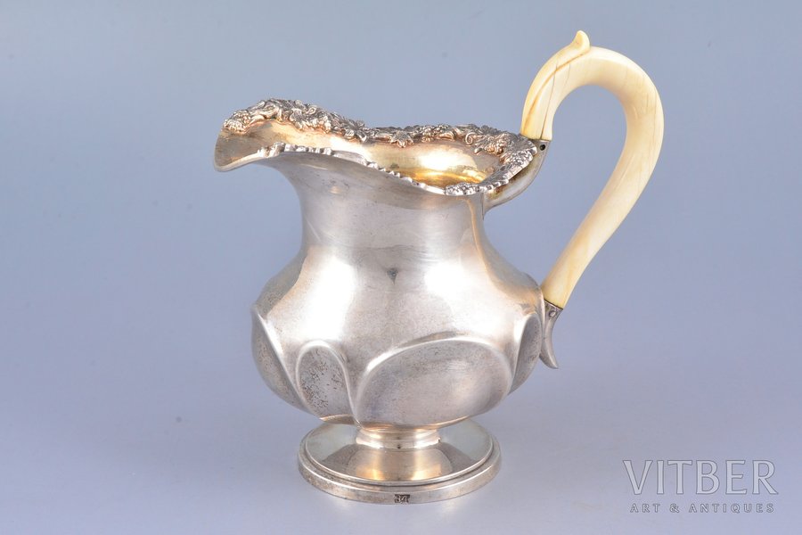 cream jug, silver, 84 standard, total weight of the item 214, h 12.5 cm, Ivan Gubkin factory, 1849, Moscow, Russia