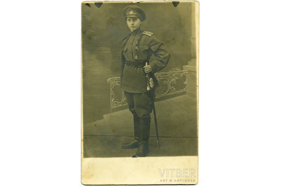 photography, Woman-officer of the Tsarist Army, Russia, beginning of 20th cent., 13,8 x 8,6 cm