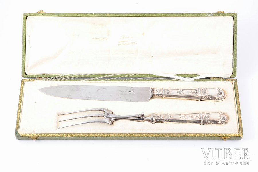 flatware set, silver, 2 pcs., 950 standard, (total weight of items) 232.80, metal, 31.5, 28.1 cm, Paul Canaux & Cie, 1892-1911, Paris, France, with a box
