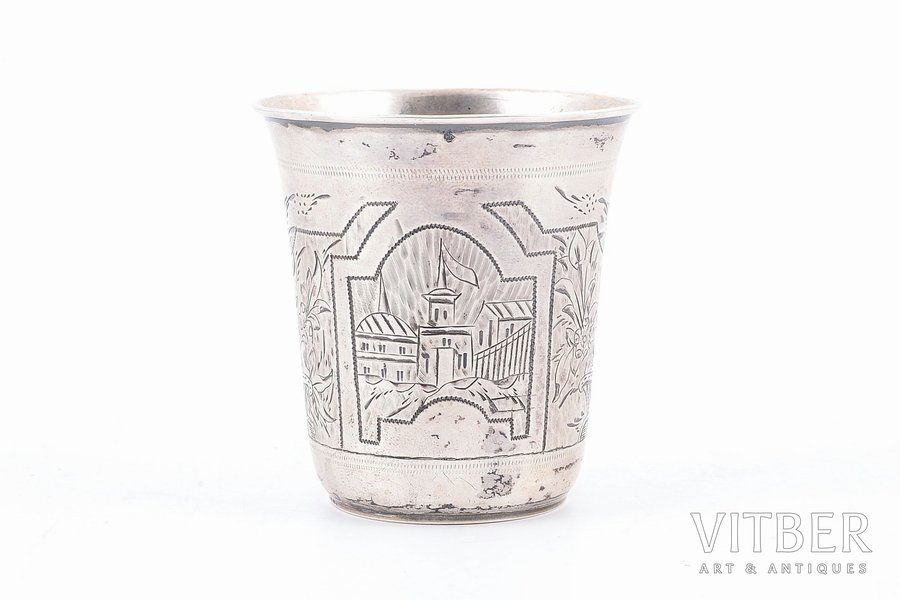 goblet, silver, 84 standard, 55.40 g, engraving, h - 6.1 cm, workshop of Ivan Alexeyev, the end of the 19th century, Moscow, Russia